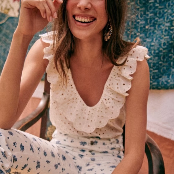 Sezanne Gold Eyelet Blouse in Ecru Size 40 US 8 - Picture 12 of 12